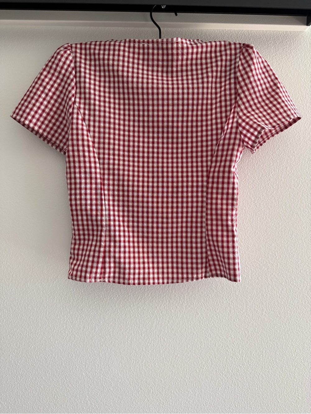 Princess Polly Red Gingham V-Neck Button Front Top - Picture 2 of 3